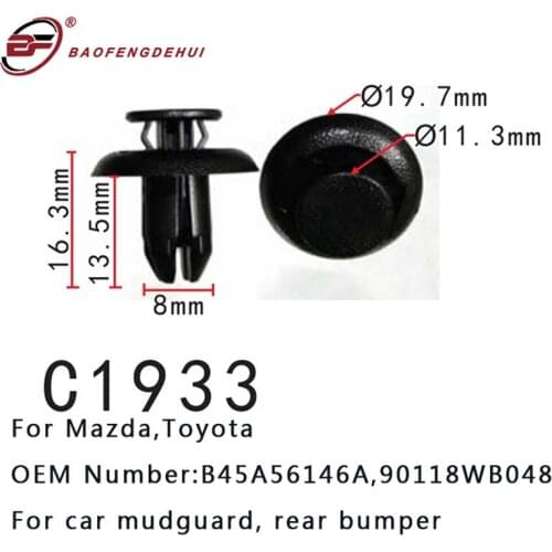 Car Mudguard Clip Set Rear Bumper Fastener For Mazda,Toyota 1.5/2.0/2.5L B45A56146A=90118WB048