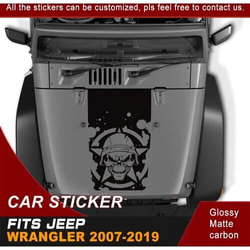 Car Stickers 1 Piece Hood Scoop Graphic Vinyl Car Decals Custom For Jeep Wrangler Rubicon Sport Sahara 2 Or 4 Doors 2007-2019