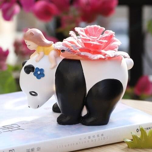 Desktop Micro Landscape Garden Succulent Resin Potted Flower Pot Creative Cartoon Home Decoration Plant Flower Pot(Not Included