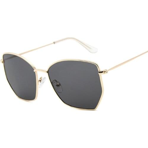 New Brand Designer Cat Eye Sunglasses Women Vintage Metal Sun Glasses Female Big Frame Gradient Mirror Oculos De Sol Feminino