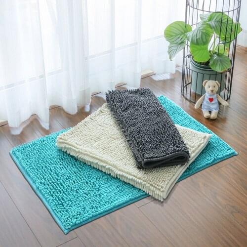 Solid colors Chenille bathmat Soft Comfortable Bathroom Water Absorption Rug Shower Anti-slip Chenille Carpet