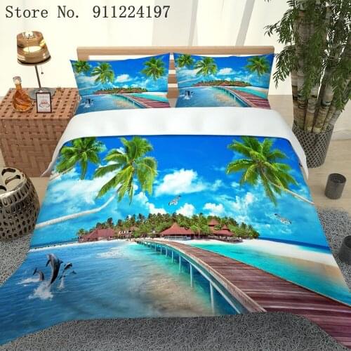 3D Beautiful Scenery Series Duvet Cover Single Double Microfiber Twin/Full Queen/King Bedroom Comforter Maldives Quilt Cover
