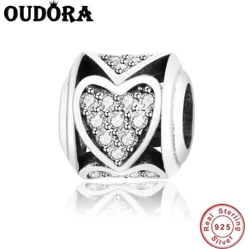 925 Sterling Silver Heart Charms Fit Original Pandora Charm Silver 925 Bracelet Beads DIY Jewelry Women Berloque