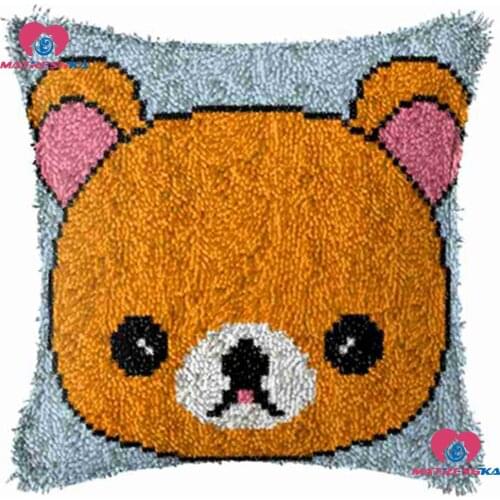 Dropshipping Latch Hook kits cushion cartoon Bear Printed Pillowcase Latch Hook Kits cross stitch pillow Home decor accessories