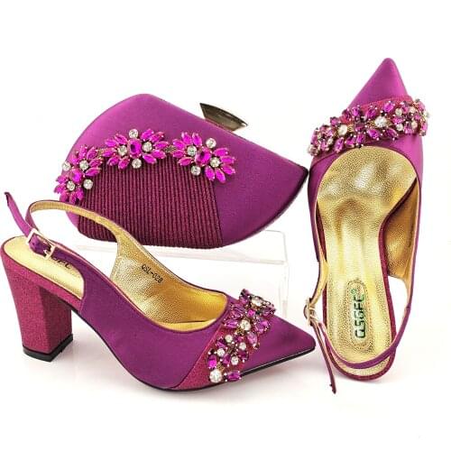 Pink Color 2020 African Women Matching Italian design Ladies Shoes and Bag Set for Wedding Shoes with Matching Bag for Party