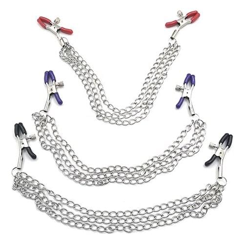 Three chains clip Breast-fed Sex Toy nipple clip nipple genital clamps Flirt Chain clip Erotic Woman Female Gay SM Products