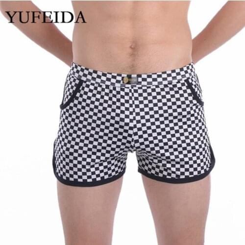 YUFEIDA Sexy Mens Boxer Shorts Mens Underwear Boxers Trunks Casual Leisure Swimwear Plaid Underpants Beach Shorts Sleepwear