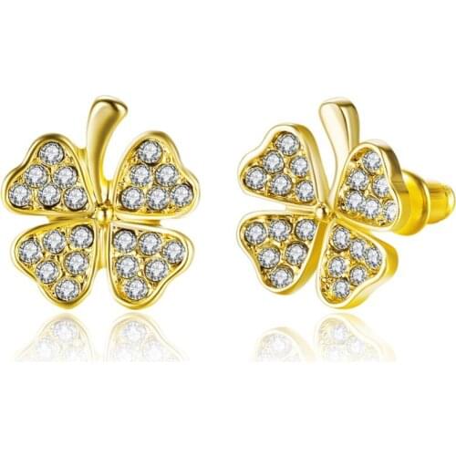 4-leaf Stud Earrings Yellow Gold Filled Fashion Earrings Gift