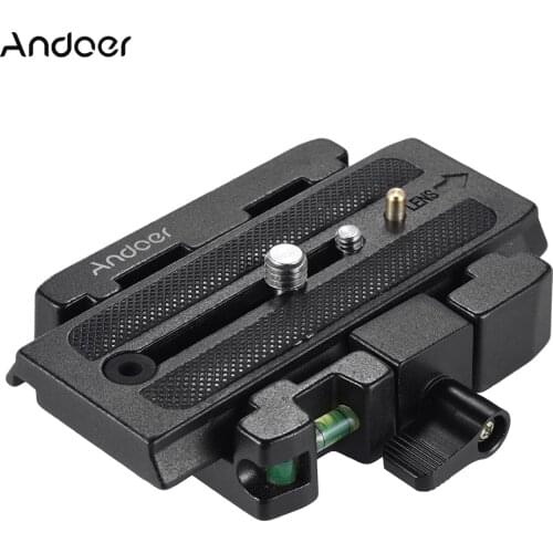 Andoer Video Camera Tripod Quick Release Clamp Adapter with Quick Release Plate Compatible for Manfrotto 501 500AH 701HDV 503HDV