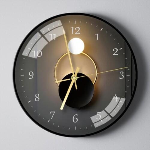 Modern fashion light and shadow art ultra-quiet living room wall clock personality quartz clock simple dining room wall watch