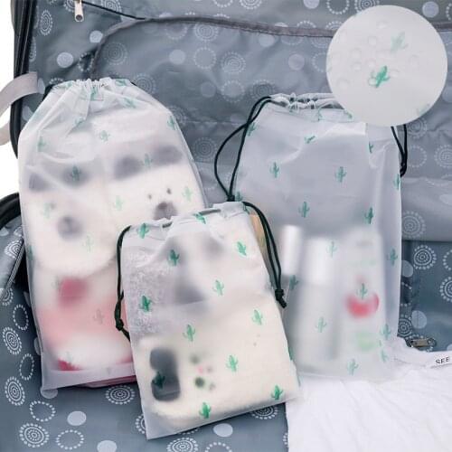 Cactus Dustproof Travel Pouch Portable Cosmetic Bag Drawstring Waterproof Case Bags Organizer Storage PVC Toiletry Wash Beauty