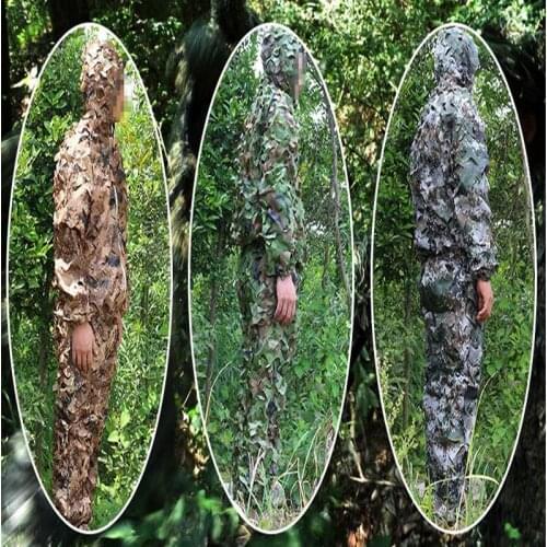 Tactical Hunting 3D Leaf Camouflage Clothing Ghillie Suit Hunter Military Hunting Sniper Mens Clothes CS Savage Jacket Pants