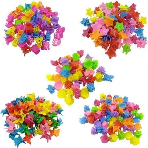 100pcs Butterfly Small Hair Clips Claw Barrettes Mixed Color Mini Jaw Clip Flowwer Hairpin Hair Accessories for Women and Girls