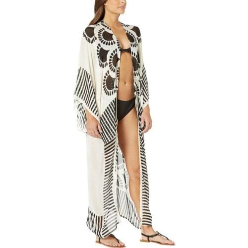 AYUALIN floral print chiffon kaftan robe women blouses shirt long sleeve maxi kimono casual beach bikini cover up summer vestido