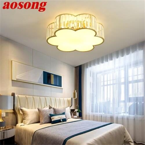 AOSONG Gold Ceiling Lamp Modern Creative Cloud LED Crystal Light Fixtures Home For Dining Room Decoration