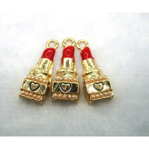 10pcs/lot Sexy Lipstick Enamel Charms Pendant fit Bracelet DIY Craft Jewelry Accessories Findings XL419
