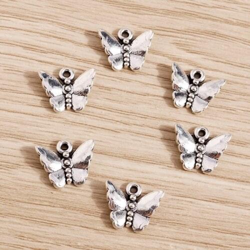 30pcs 14*12mm Metal Alloy Butterfly Charms Pendants for Jewelry Making Necklaces Earrings Bracelets DIY Crafts Accessories