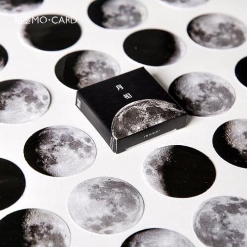 45pcs/box Cute Stickers Moon Phase Box Diary Scrapbook Sticker Diy Album Gift Packaging Label Decoration School Stationery