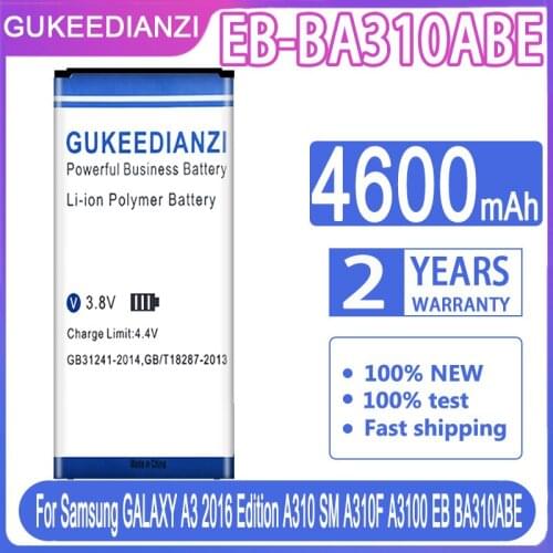 4600mAh GUKEEDIANZI For Samsung EB-BA310ABE Battery For Samsung GALAXY A3 2016 Edition A310 A5310A SM-A310F A310F Battery