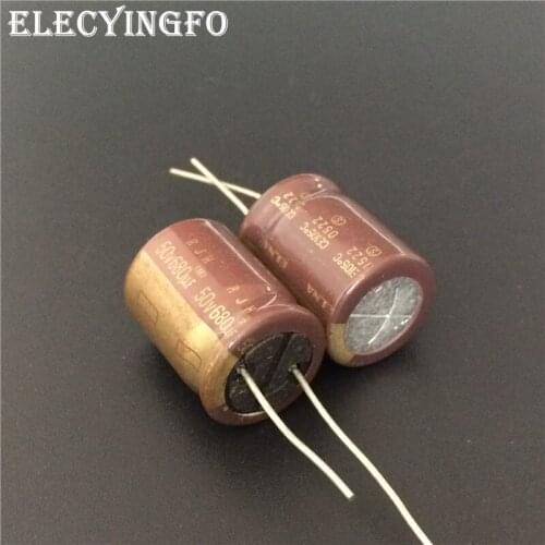 5pcs 680uF 50V680uf Japan ELNA RJH Series 16x20mm High Reliability Low Impedance 50V680uF Audio Capacitor Brown Gold
