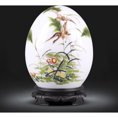 Antique Jingdezhen Ceramic Vase Lucky Egg Powder Enamel Thin Prosperous Egg Contemporary Home Decoration Furnishing Article