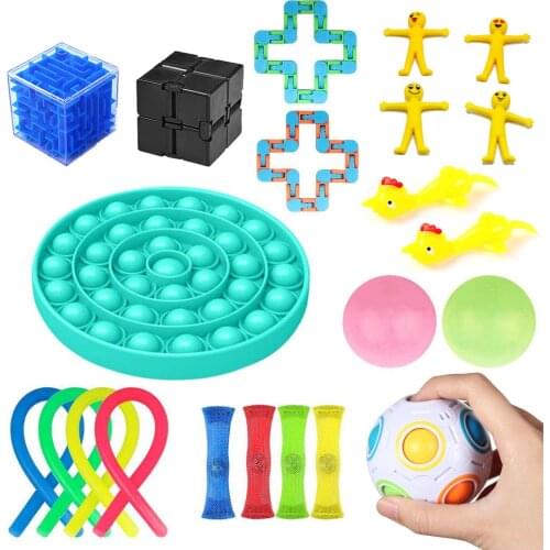 Fidget Toys Anti Stress Toy Set Stretchy Strings Mesh 3D Maze Sticky Ball for Adults Girl Children Sensory Stress Relief Toys