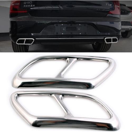 Car styling For Volvo S90 V90 2016 2017 2018 Car Rear Dual Exhaust End Pipe Stickers Cover Accessories 2pcs