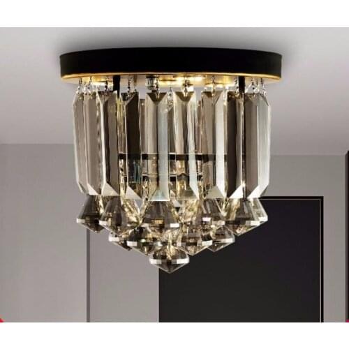 Free Shipping Modern Black Crystal Ceiling Light Beside Lamp For Dining Room Corridor Foyer Entrance Light Creative Aisle Light