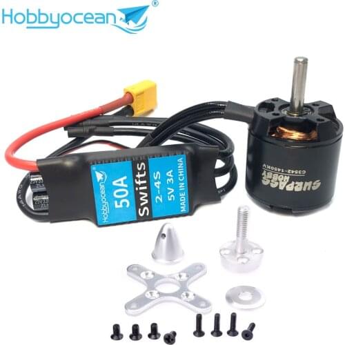 SurpassHobby C2820/3542 3542 1250KV 1100KV Outrunner Brushless Motor 5.0mm Shaft w/ 2-4S Lipo/50A ESC FPV Multirotor Quadcopter