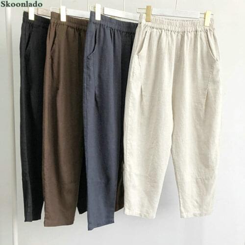 Newest Plus size cotton linen pants women long trousers oversize women clothes autumn spring style good quality linen pants