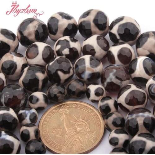 8mm Round Black Football Faceted Agates Stone Spacer Beads for DIY Accessories Women Men Necklace Bracelet Jewelry Making 15"