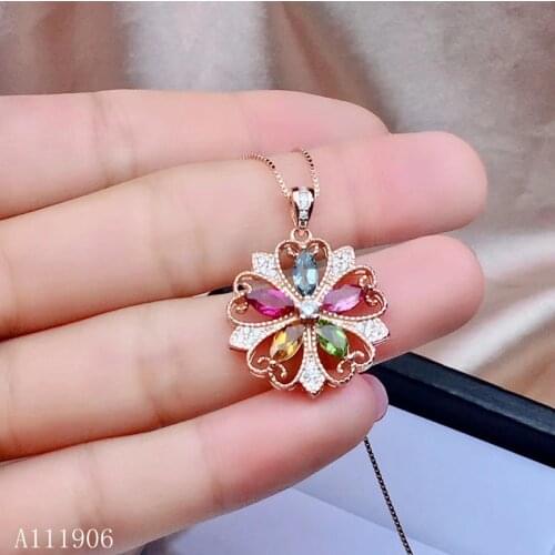KJJEAXCMYY boutique jewelry 925 sterling silver inlaid natural tourmaline gemstone female necklace pendant support new products