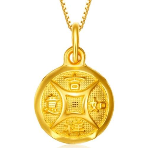 PURE 999 24K YELLOW GOLD PENDANT /BEST GIFT BLESS LUCKY GOOD LUCK COIN PENDANT / 1.3G