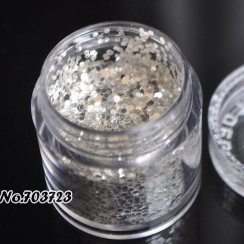 Pure Silver Color UV Shimmer Glitter Powder Sheet Nail Toe Art Decorations Bling Bling Medium #03