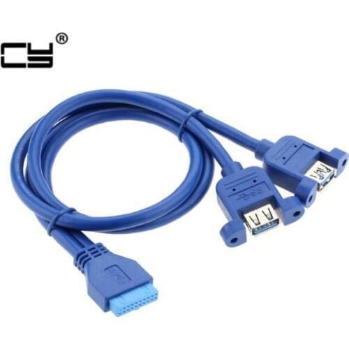 Double Dual Port USB 3.0 Female Screw Mount Panel Type to Motherboard 20Pin extension Cable 30cm 50cm 80cm 0.3m 0.5m 0.8m