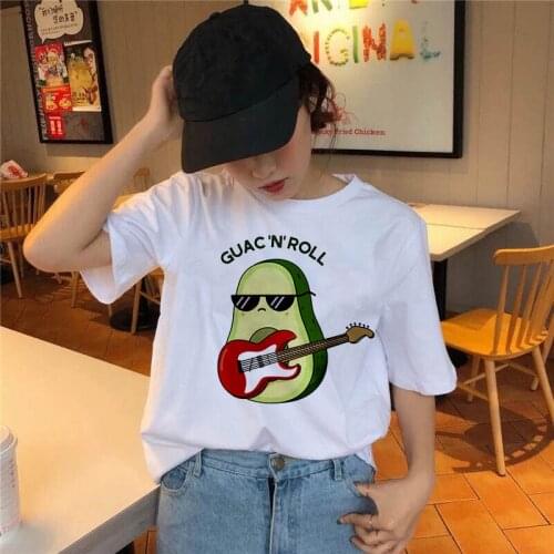 Cute Avocado women summer t-shirt Funny Print short sleeve t-shirt Kawaii Cartoon Graphic Tshirts Casual Aesthetic T-shirt