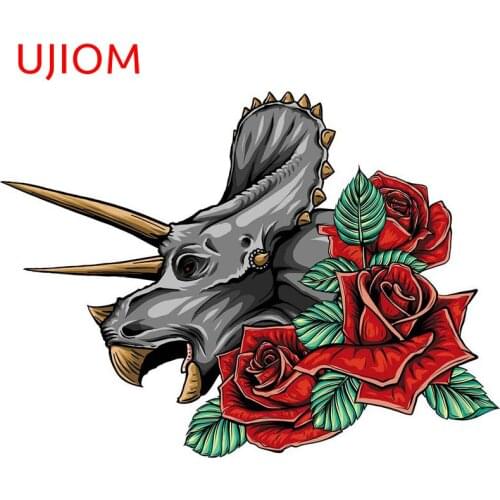 UJIOM Dinosaurus Triceratops Head Personalise Waterproof Animal Wall Stickers Home Office Room Decor Poster Kitchen Mural Art