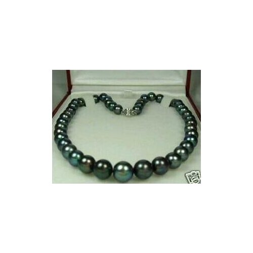 Nice 8-9mm Black Tahitian Natural Pearl Necklace 17"