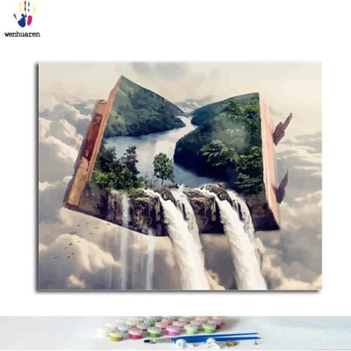 Paint by number, paint with paint, the mountain in the tree, digital painting according to the picture, home decoration