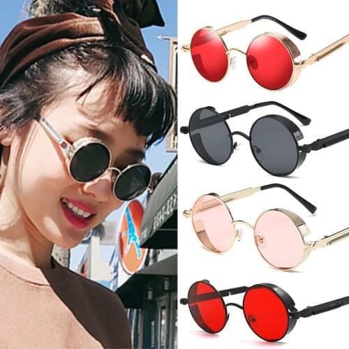Gothic Steampunk Round Metal Sunglasses MenS And WomenS Retro Glasses Driver Driving Goggles UV400 Oculos Dsol Redondo