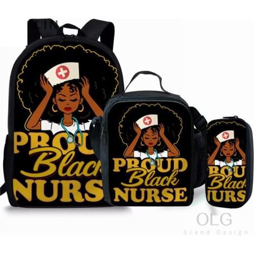 Cool Black Nurses Rock Backpack For Teenage Children Backpacks Girl Aftro African Style Laptop Backpack Hip Hop Book Bag