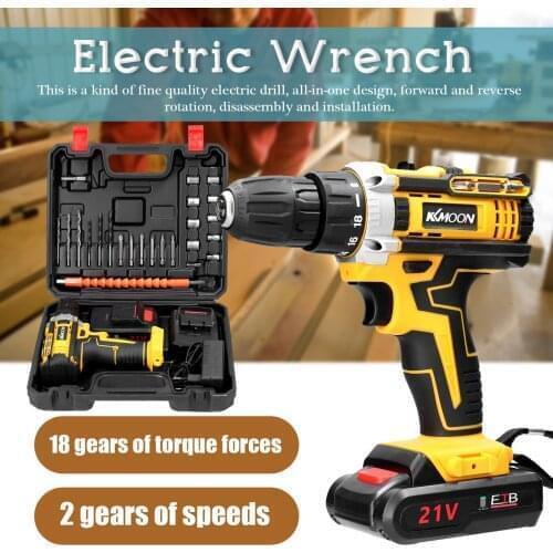 21V MIni Electric Drill Cordless Electric Screwdriver Brush Motor 2 Speeds 18 Gears of Torque Adjustable Holes Drilling Machine