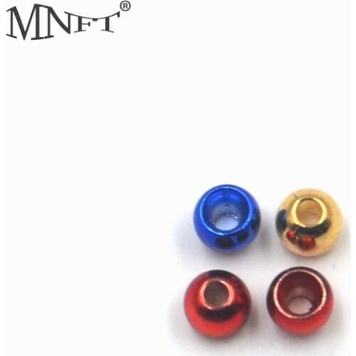 MNFT 100Pcs 3.4mm Red Blue Golden Brass Bead Fly Tying Fishing Material