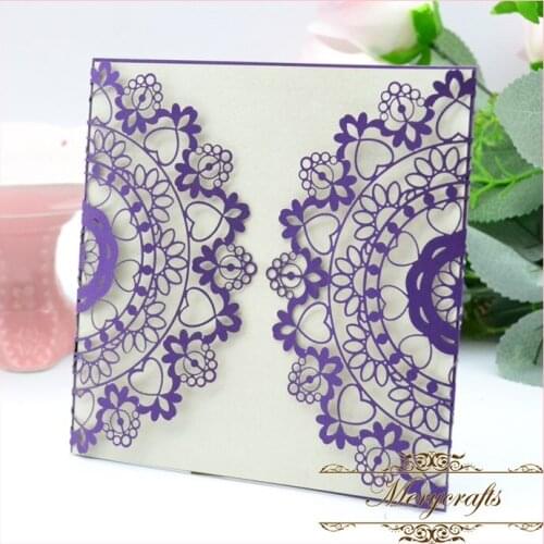 MR084 New Design Delicate Carved Pattern Two Sides Wonderful Romantic Wedding Party Supplies Laser Cut Invitation Card