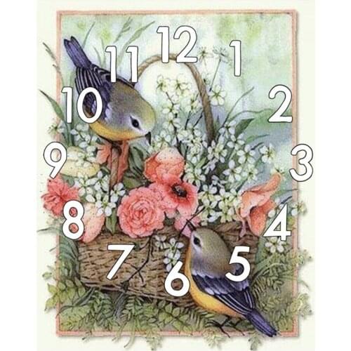 Dpsprue Full Square/Round 5D Diamond Painting Kit With Clock Cross stitch Diamond Embroidery Mosaic Animal Bird Gift DC204