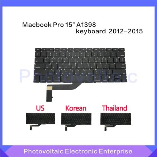 New Laptop US Korean Thailand Replacement Keyboard For Macbook Pro Retina 15" A1398 2012 2013 2014 2015