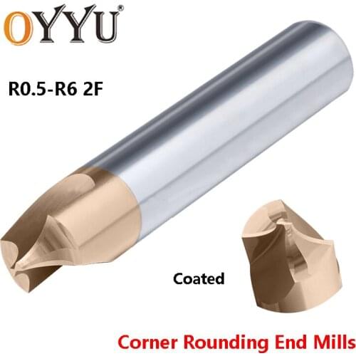 OYYU 2F Coated Corner Rounding Milling Cutter Tungsten Steel Carbide CNC End Mills for Steel R1 R1.5 R2 R2.5 Machine Router Bit