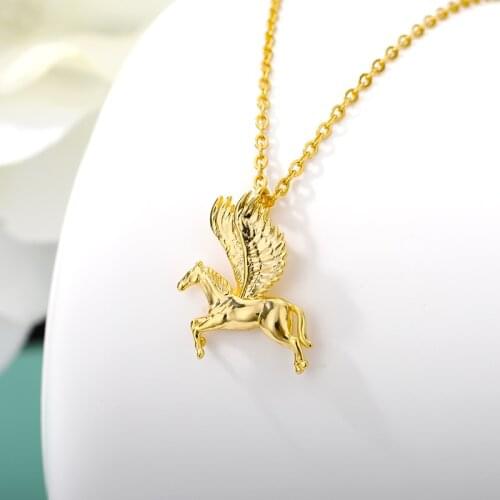 Stainless Steel Pegasus Necklace For Women Men Goth Gold Chain Necklace Pendant 2020 Fashion Choker Boho Jewerly Christmas Gift
