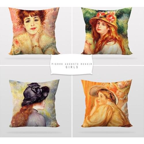 Pierre Auguste Renoir-The Girls,,Throw Cushion Pillow Cover,5 Pieces Set,Art Decor, printable Art,Reversible 2 Sided