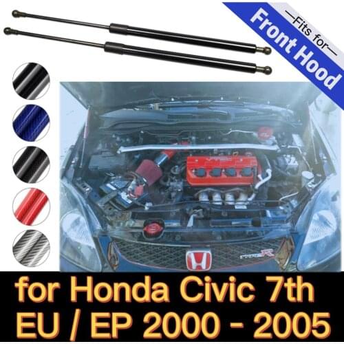 For Honda Civic 7th (EU/ES/EP/EM) 2001-2005 Front Hood Bonnet Modify Gas Struts Lift Support Springs Shock Damper carbon fiber